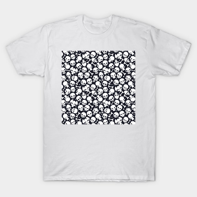 White Skull Pattern T-Shirt by giantplayful